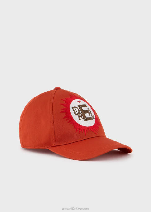 erkekler Armani büyük boy işlemeli sürdürülebilir koleksiyon organik pamuklu beyzbol şapkasıT8HD2061