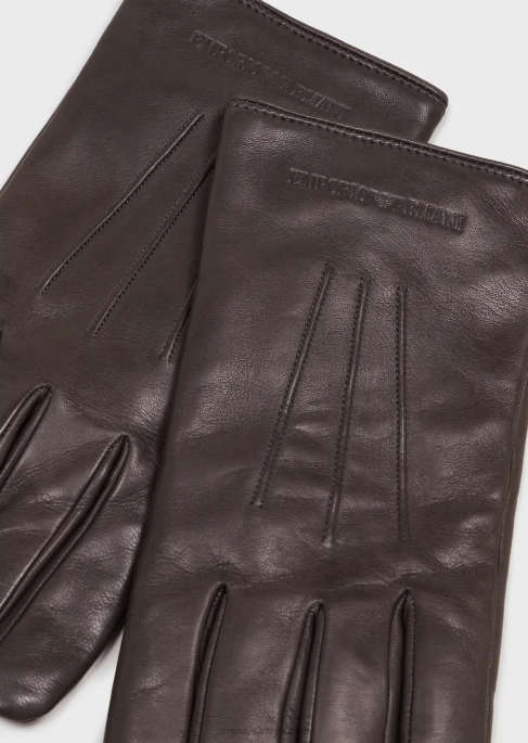 erkekler Armani baget detaylı kuzu derisi napa deri eldiven antrasit T8HD2066