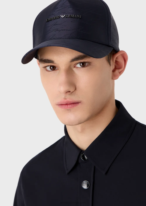 erkekler Armani boydan boya logolu jakarlı naylon beyzbol şapkasıT8HD2050