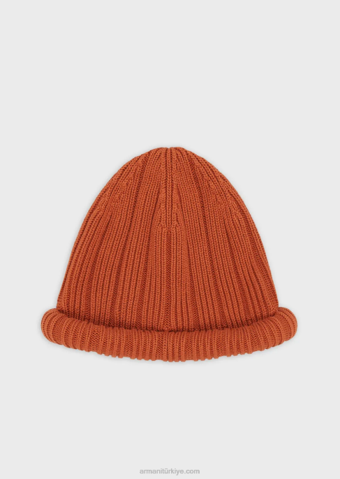 erkekler Armani kıvrık kenarlı, sürdürülebilir koleksiyon organik pamuklu nervürlü bereT8HD2062