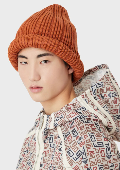 erkekler Armani kıvrık kenarlı, sürdürülebilir koleksiyon organik pamuklu nervürlü bereT8HD2062