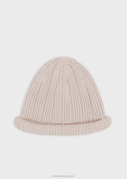 erkekler Armani kıvrık kenarlı, sürdürülebilir koleksiyon organik pamuklu nervürlü bereT8HD2063