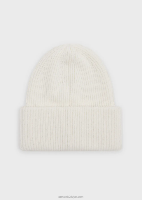 erkekler Armani logo yamalı, nervürlü, yün bereT8HD2071