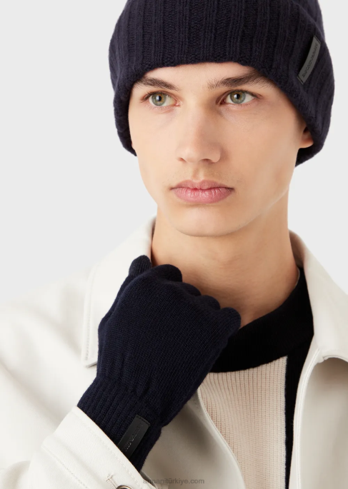 erkekler Armani naylon ve kuzu derisi napa deri eldivenlerT8HD2070