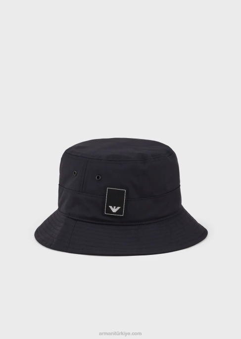 erkekler Armani seyahat şartları naylon cloche şapka lacivert T8HD2031