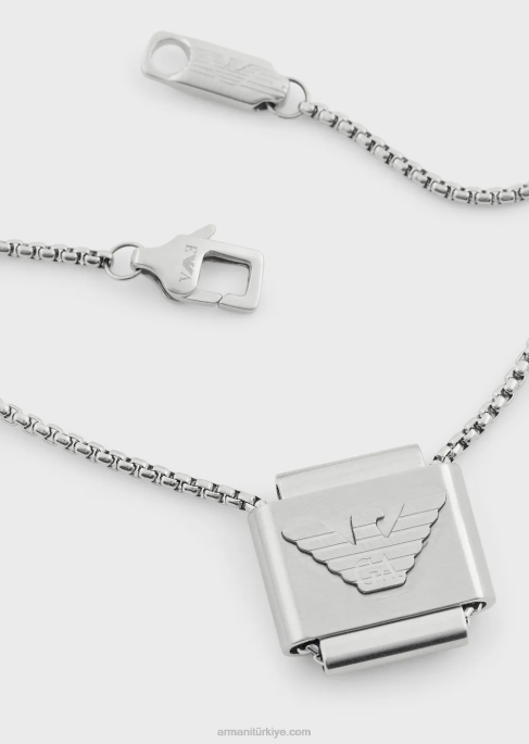 erkekler Armani paslanmaz çelik kolye kolye gümüş T8HD2078