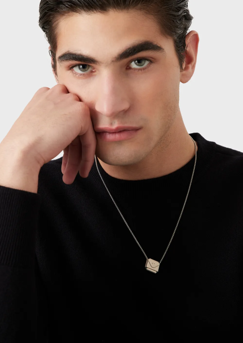 erkekler Armani paslanmaz çelik kolye kolye gümüş T8HD2078