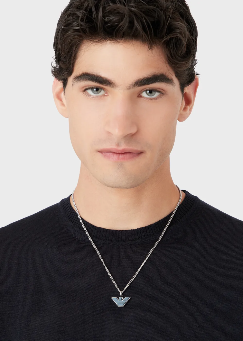 erkekler Armani paslanmaz çelik kolye kolye gümüş T8HD2108