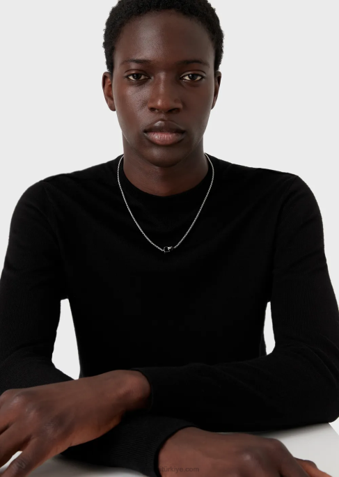 erkekler Armani paslanmaz çelik kolye kolye gümüş siyah T8HD2097