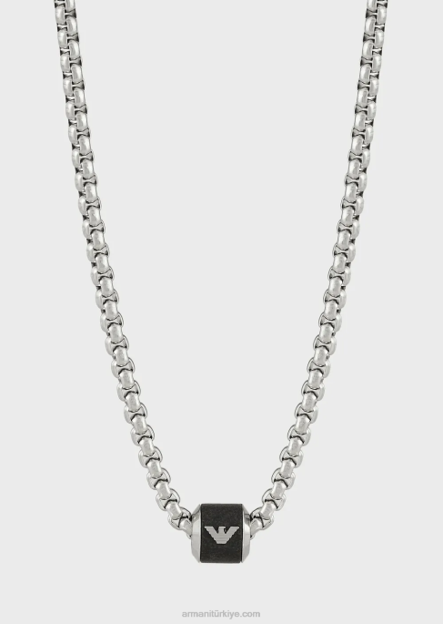 erkekler Armani siyah mermer zincir kolyeT8HD2089