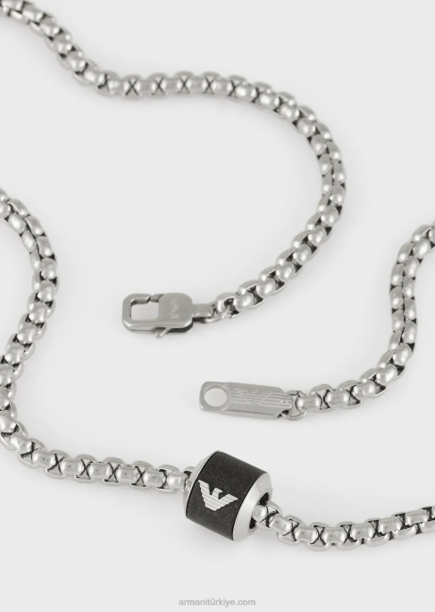 erkekler Armani siyah mermer zincir kolyeT8HD2089