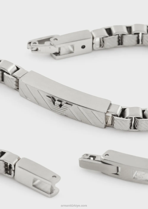 erkekler Armani siyah tonlu gümüş zincir bileklikT8HD2114