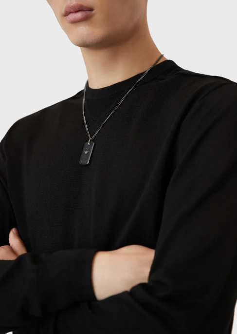 erkekler Armani tunç tonlu paslanmaz çelik kolye antrasit T8HD2107