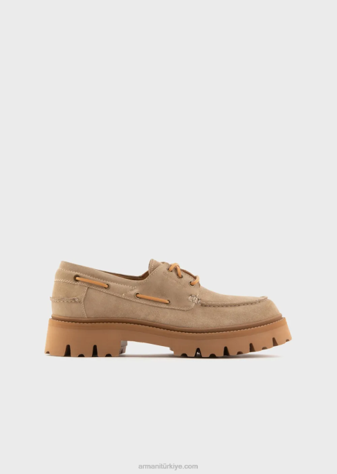 erkekler Armani kalın tabanlı süet tekne ayakkabısıT8HD1830