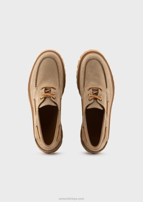 erkekler Armani kalın tabanlı süet tekne ayakkabısıT8HD1830