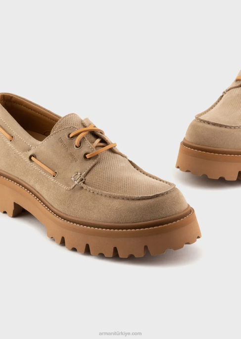 erkekler Armani kalın tabanlı süet tekne ayakkabısıT8HD1830