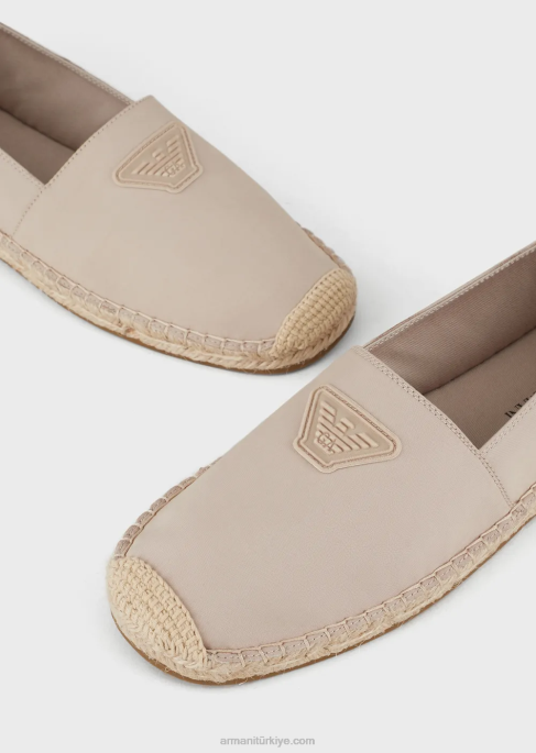 erkekler Armani kartal yamalı kanvas espadril bej T8HD1008