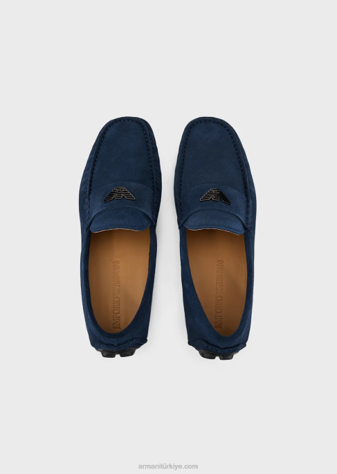 erkekler Armani logolu süet sürüş mokasenleriT8HD1833