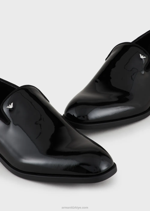 erkekler Armani rugan makosen ayakkabılar siyah T8HD1846