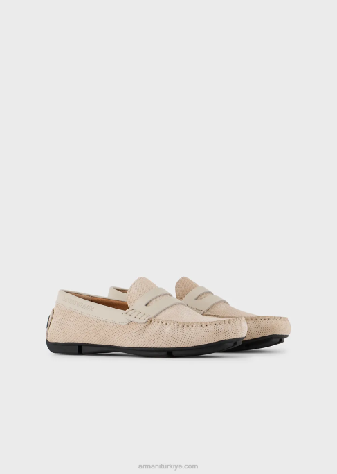 erkekler Armani süet sürüş ayakkabısı güvercin grisi T8HD1837