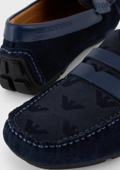 erkekler Armani süet sürüş ayakkabısı lacivert T8HD1836