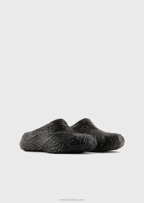 erkekler Armani dalga tasarımı ile kauçuk katır siyah T8HD1860