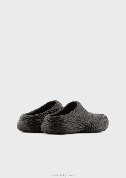 erkekler Armani dalga tasarımı ile kauçuk katır siyah T8HD1860