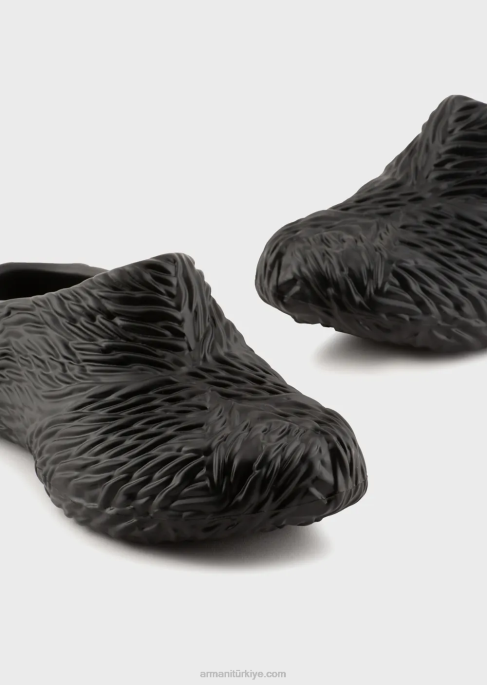 erkekler Armani dalga tasarımı ile kauçuk katır siyah T8HD1860