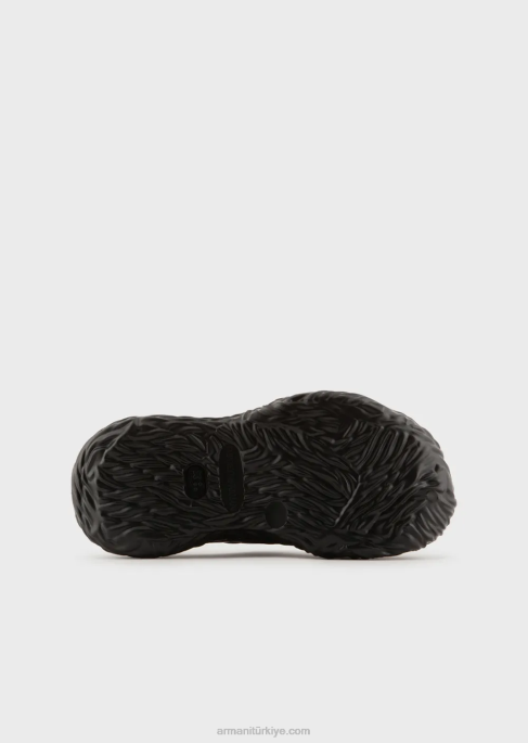 erkekler Armani dalga tasarımı ile kauçuk katır siyah T8HD1860