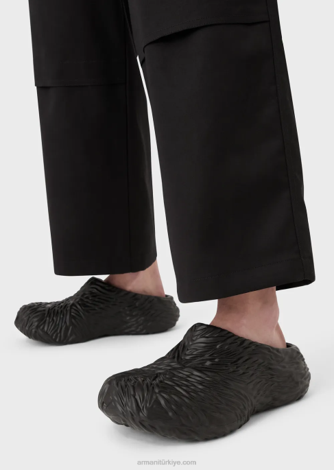 erkekler Armani dalga tasarımı ile kauçuk katır siyah T8HD1860