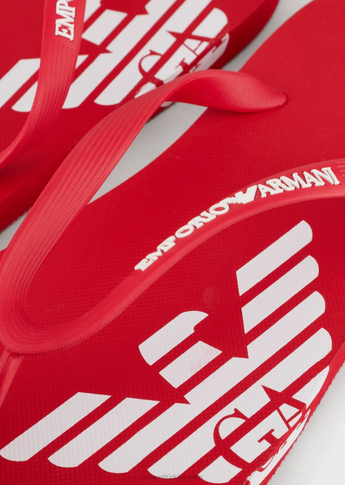 erkekler Armani logolu kauçuk parmak arası terlik kırmızı T8HD1859