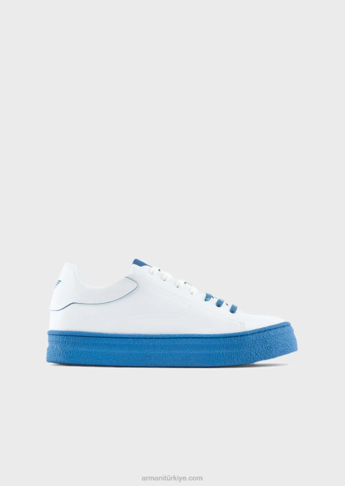 erkekler Armani sürdürülebilir koleksiyon geri dönüştürülmüş deri spor ayakkabıT8HD1943