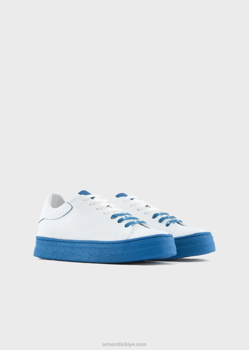 erkekler Armani sürdürülebilir koleksiyon geri dönüştürülmüş deri spor ayakkabıT8HD1943