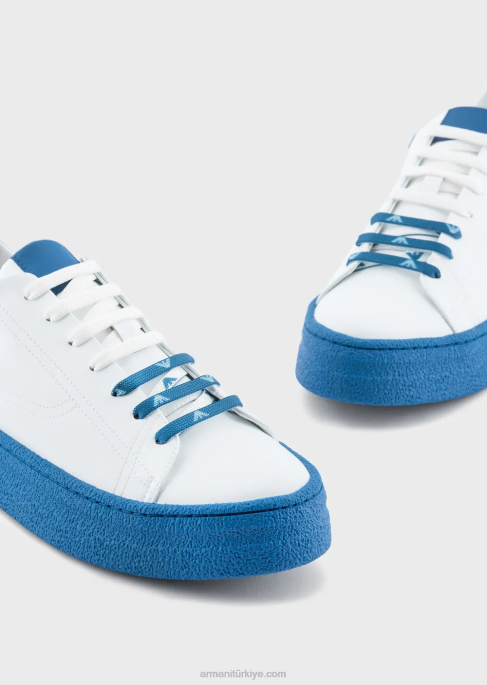 erkekler Armani sürdürülebilir koleksiyon geri dönüştürülmüş deri spor ayakkabıT8HD1943