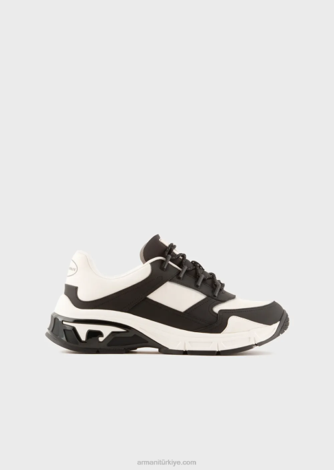 erkekler Armani seyahat şartları kauçuk ve naylon spor ayakkabılar siyah T8HD1934