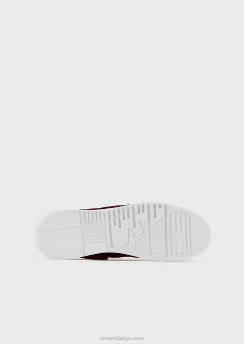 erkeklerreloaded by emporio armani zikzak sırtlı kadife spor ayakkabı armani sürdürülebilirlik değerleri bordo T8HD1897