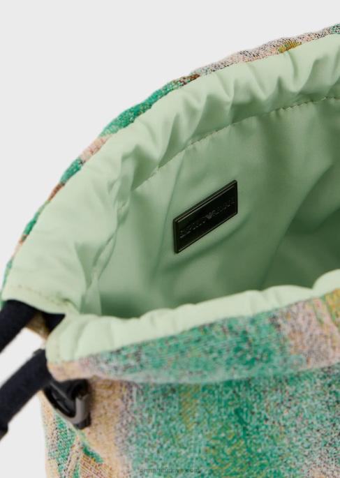 erkekler Armani avuç içi desenli ters çevrilebilir naylon mini çapraz askılı çantaT8HD1987