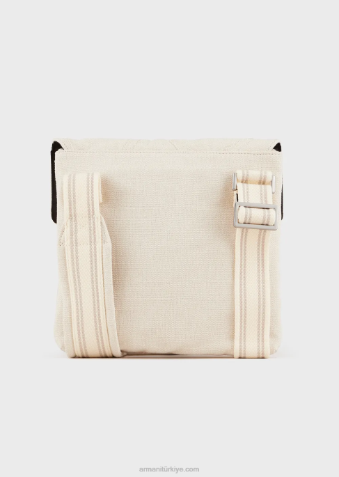 erkekler Armani işlemeli kanvas düz omuz çantasıT8HD1981