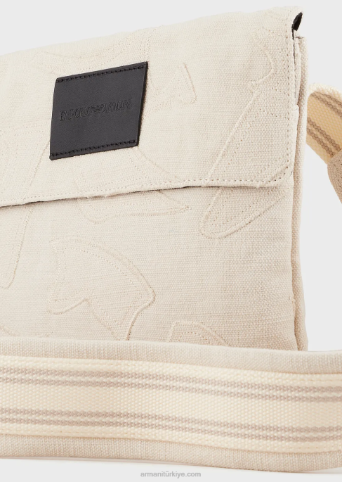 erkekler Armani işlemeli kanvas düz omuz çantasıT8HD1981