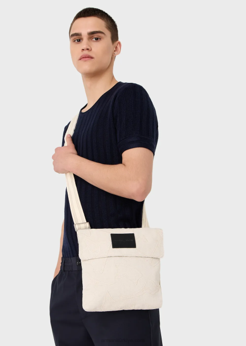 erkekler Armani işlemeli kanvas düz omuz çantasıT8HD1981