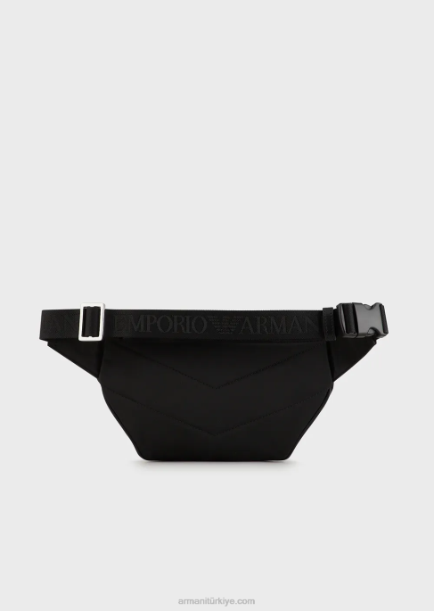 erkekler Armani kartal plakalı bel çantası siyah T8HD1967