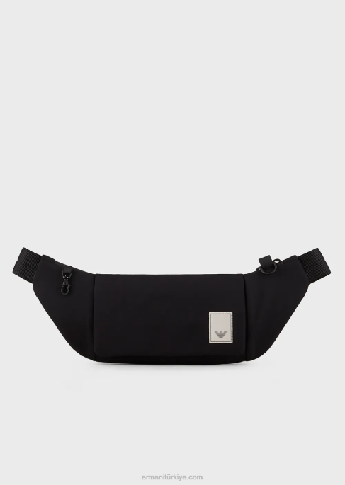erkekler Armani seyahat şartları su geçirmez naylon bel çantası siyah logo T8HD1969