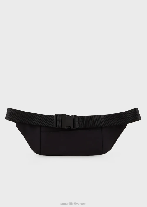 erkekler Armani seyahat şartları su geçirmez naylon bel çantası siyah logo T8HD1969