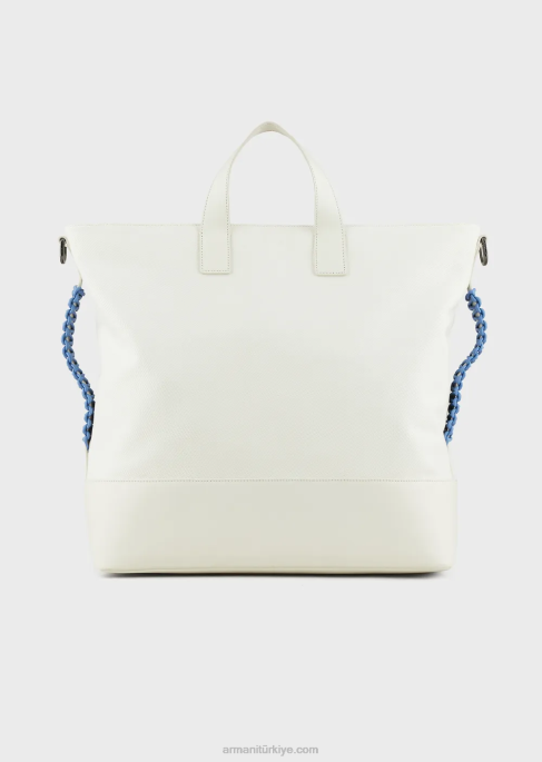 erkekler Armani deri detaylı, geri dönüştürülmüş dimi alışveriş çantasıT8HD1988