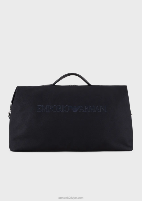 erkekler Armani deri detaylı kanvas hafta sonu çantasıT8HD1993