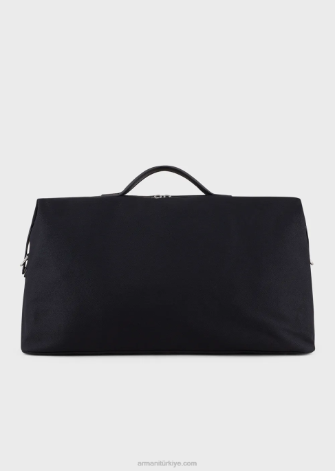 erkekler Armani deri detaylı kanvas hafta sonu çantasıT8HD1993