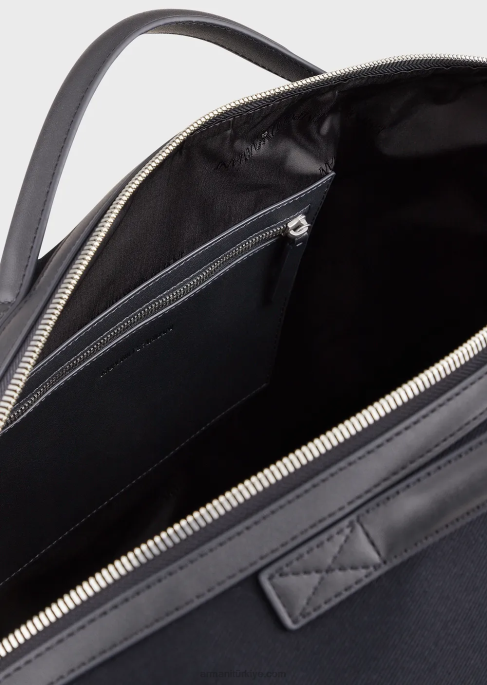 erkekler Armani deri detaylı kanvas hafta sonu çantasıT8HD1993