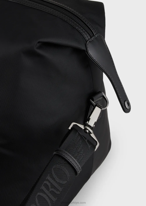 erkekler Armani geri dönüştürülmüş naylon spor çantası siyah T8HD1992