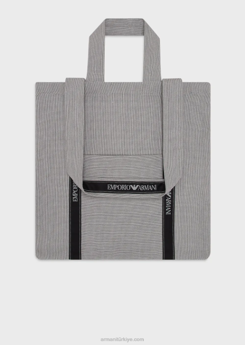 erkeklerdünya günü sürdürülebilir kumaş alışveriş çantası için emporio armani projesi gri T8HD1994