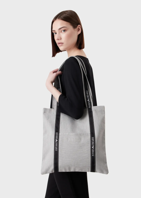 erkeklerdünya günü sürdürülebilir kumaş alışveriş çantası için emporio armani projesi gri T8HD1994